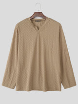 Men's Solid Textured Long Sleeve T-Shirt SKUL29586