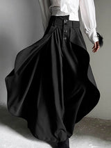 Men's Avant-Garde Victorian Hakama-Style Maxi Wide-Leg Skirt-Pant SKUL73674