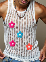 Mens 3D Floral Sheer Mesh Tank SKUL15615