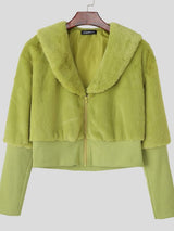 Men's Plush Cropped Long Sleeve Jacket SKUL41257