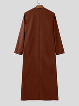 Men's Solid Color Long Hem Casual Long Sleeve Shirt SKUL31877