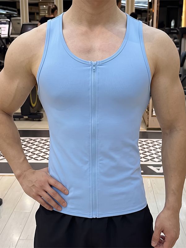 Men's Athletic Muscle Fit Full Front Zip Compression Tank SKUL73697