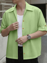 Men's Solid Color Casual Short Sleeve Shirt SKUL39365