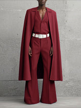 Men's Cape Patchwork Solid Color Two Pieces Outfit SKUL36485