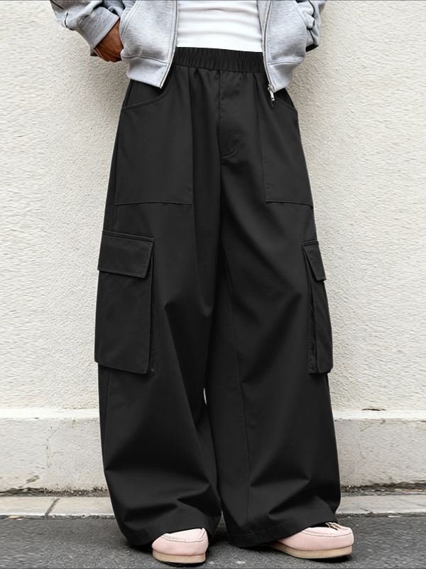 Men's Solid Color Wide Leg Cargo Pant SKUL49893