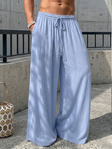 Men's Vintage Boho Crinkled Extra Wide Leg Hakama Pant SKUL71407
