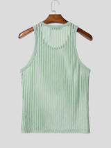 Men's Clubwear Sheer Burnout Vertical Stripe Muscle Tank SKUL73692