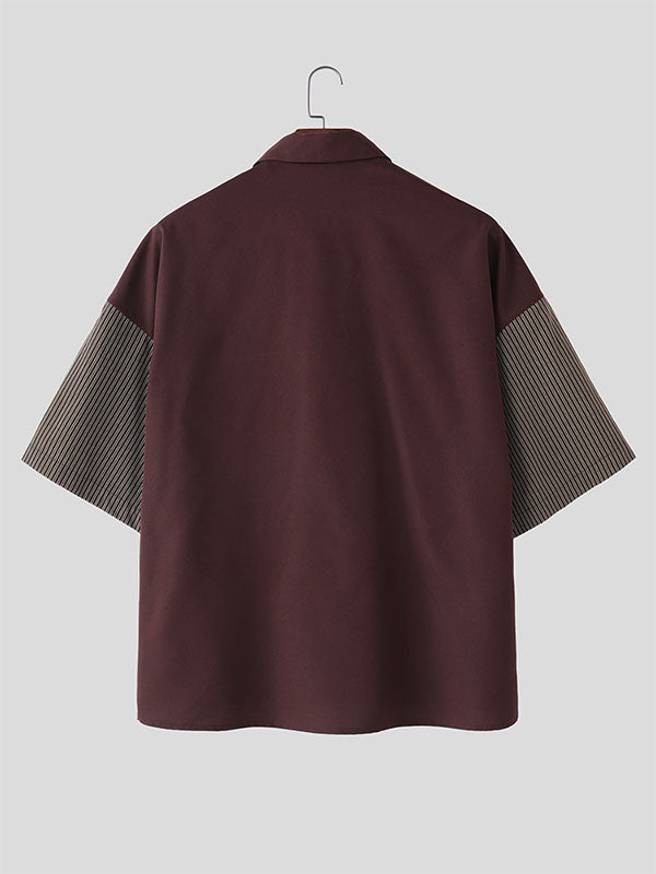 Mens Striped Colorblock Short Sleeve Shirt SKUL07541