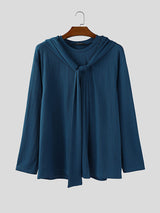 Men's Shawl Tie Knit Long Sleeve T-Shirt SKUL31746