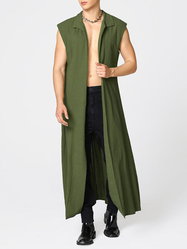 Mens Minimalist Textured Long Hem Cardigan SKUL05546