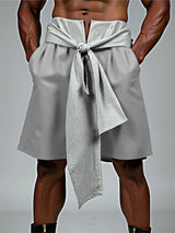 Mens Tie Detail Patchwork Striped Casual Short SKUL19079