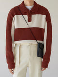 Mens Color Block Patchwork Lapel Sweater SKUK31913