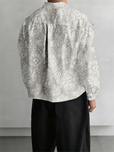 Men's Solid Color Jacquard Long Sleeve Shirt SKUL27288