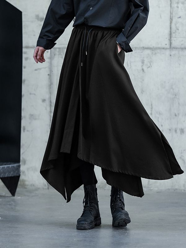 Men's Faux Two-Piece Irregular Hem Casual Pant SKUL32941