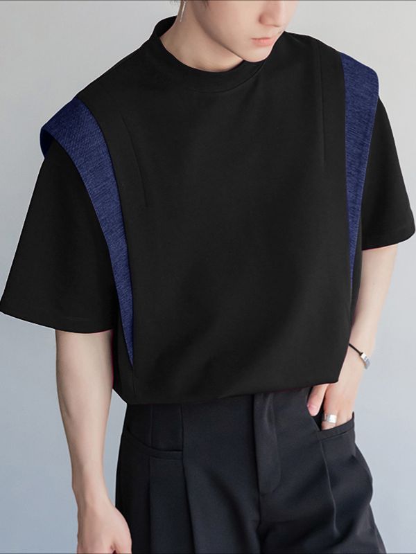 Men's Colorblock Loose Short Sleeve T-Shirt SKUL38095