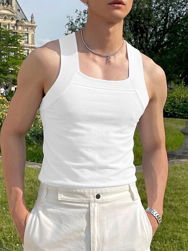 Men's Casual Summer Square Neck Wide Strap Tank SKUL71297