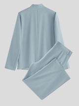 Men's Irregular Placket Stand Collar Two Pieces Outfit SKUL39700