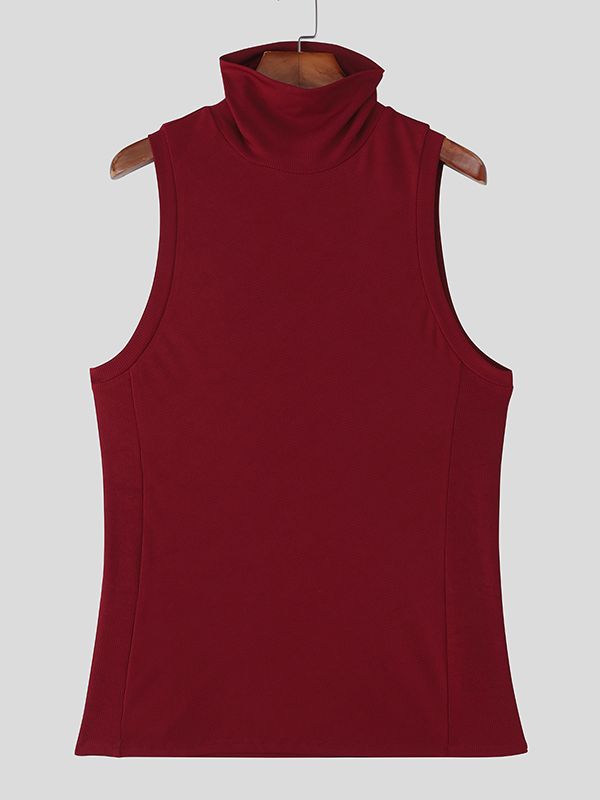 Men's Solid Color Slim Fit Mock Neck Tank SKUL45162