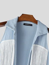 Men's Tassel Patchwork Textured Cardigan SKUL47661