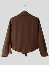 Men's Solid Color Cinched Waist Gigot Sleeve Shirt SKUL47870