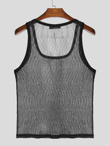 Mens Glitter Sheer Mesh Square Neck Tank SKUL14207