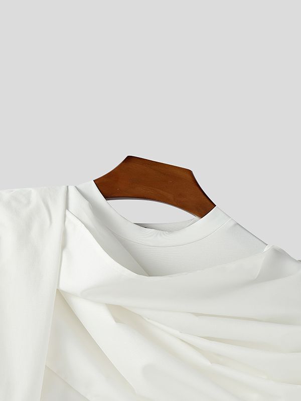 Men's Solid Pleated Flap Long Sleeve T-Shirt SKUL34186