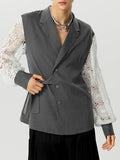 Mens Lace Patchwork Tie Side Casual Blazer SKUK27750