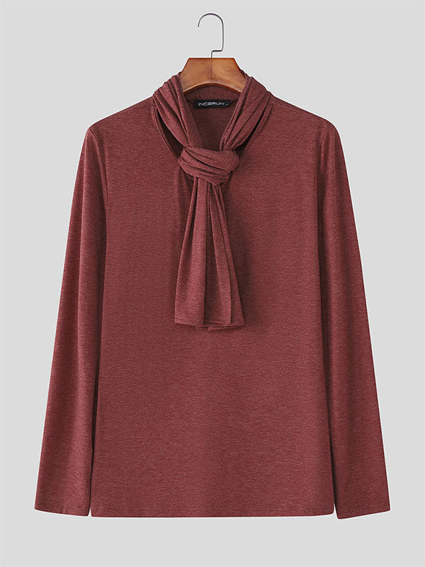 Men's Solid Twist Long Sleeve T-Shirt SKUL31714