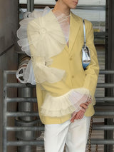 Men's Sheer Floral Patchwork Casual Blazer SKUL36546