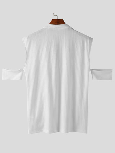 Tehan Men's Short-Sleeve Knitted Sweater - Casual Solid Color Stripes main image 0