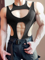 Men's Hollow Slim Fit Sleeveless Bodysuit SKUL23777