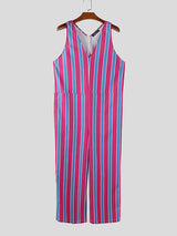 Men's Striped V-Neck Sleeveless Jumpsuit SKUL20936