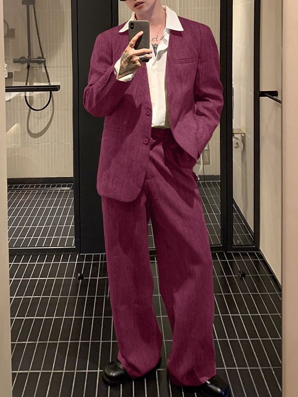 Men's Solid Casual Blazer Two Pieces Outfit SKUL34974