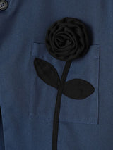 Men's Neo-Chinese Chic Evening Gala 3D Rose Flower Slit Cape Sleeve Mandarin Collar Blazer SKUL85235