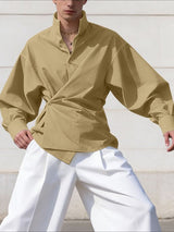 Men's Deconstructed Asymmetrical Placket Long Sleeve Shirt SKUL52021