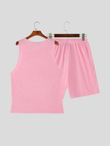 Men's Solid Color Faux Plush Two Pieces Outfit SKUL55365