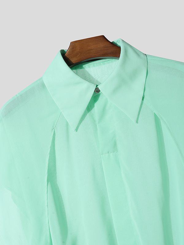 Men's Chiffon Sheer Cape Patchwork Two Pieces Outfit SKUL36591