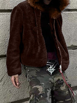 Men's Plush Hooded Long Sleeve Zip-Up Hoodie SKUL37705