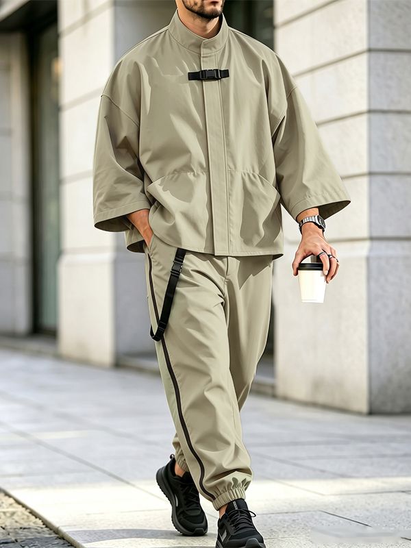Men's Urban Utility Daily Casual Utility Strap Drop-Shoulder Two Pieces Outfit SKUL84764