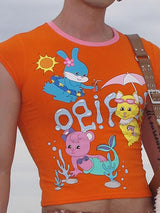 Men's Cartoon Print Cropped Slim Fit Tank SKUL20227