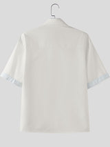 Men's Faux Two Piece Striped Color Block Short Sleeve Shirt SKUL36346