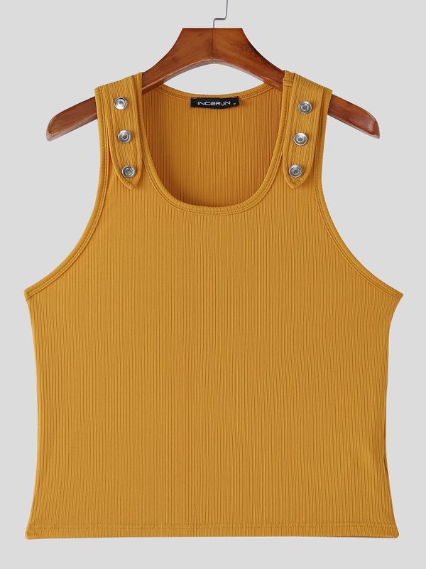 Men's Studded Strap Textured Cropped Tank SKUL57683