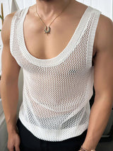 Mens Hollow Out Deep U-Neck Tank SKUL10735