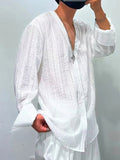 Mens Lace Button Front Long Sleeve Kimono SKUK47526