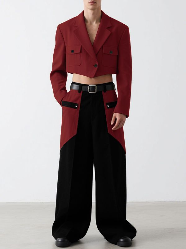 Men's Colorblock Cropped Two Pieces Outfit SKUL31927