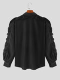 Mens Ruffle Trim Zip Design Lapel Shirt SKUK42850