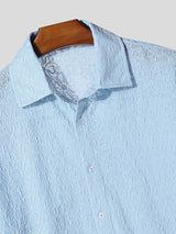 Men's Jacquard Textured Sheer Long Sleeve Shirt SKUL38886