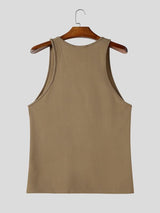 Men's Avant-Garde Plunging Deep U-Neck Ribbed Knit Tank SKUL76586