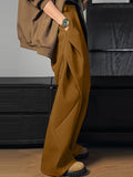 Mens Solid Pleated Casual Wide Leg Pants SKUK39328