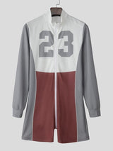 Men's Number Print Zip Long Sleeve Bodysuit SKUL31985